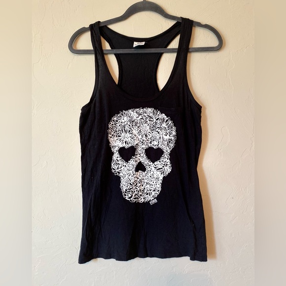 Victoria’s Secret PINK black skull racer back tank top XS - Picture 1 of 6